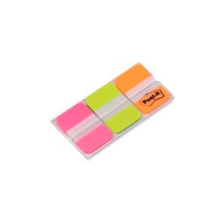 Post-it® Durable Tabs, 1 Solid, Pink/Green/Orange, 22 Tabs/Color, 66 Tabs/Dispenser